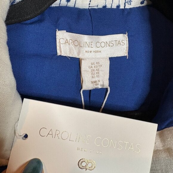 NWT Caroline Constas Quilted Patchwork Print Linen Blend Jacket - Picture 6 of 6